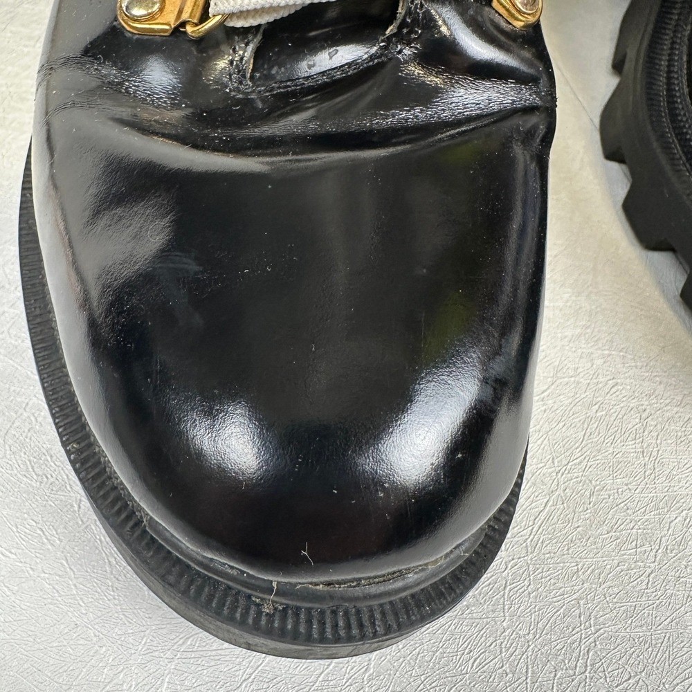 Gucci Combat Boots Black Patent Leather Lug Sole Gold Hardware Women's 7.5 - Picture 4 of 16